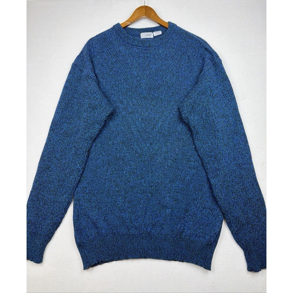 VTG CC SPORT Marled Crewneck Sweater Mens L-Tall Chevron-Style Front Wool Blend - Picture 14 of 14